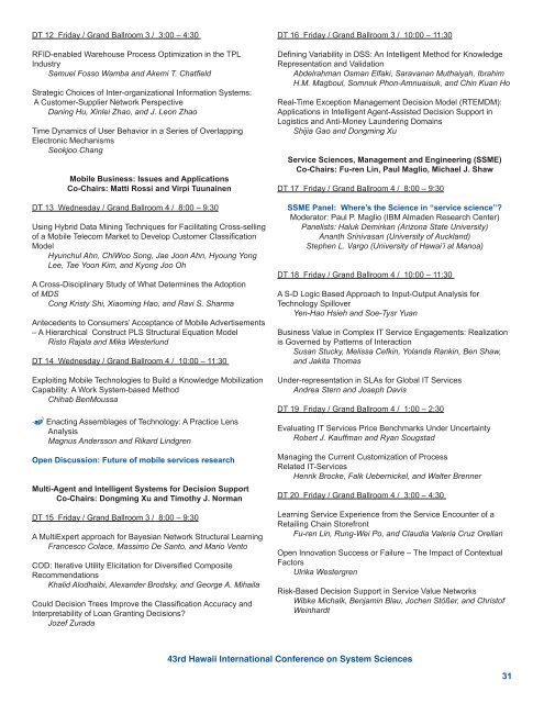 Paper Presentation Schedule - hicss