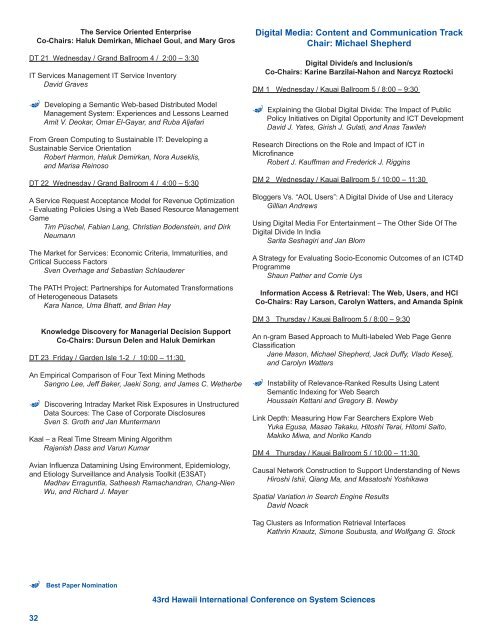 Paper Presentation Schedule - hicss