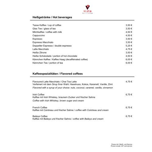 HeiÃgetrÃ¤nke / hot beverages