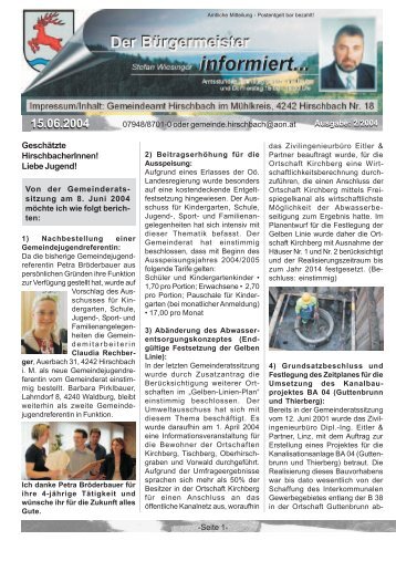 BÃ¼rgermeisterbrief vom 15.06.2004 - Hirschbach