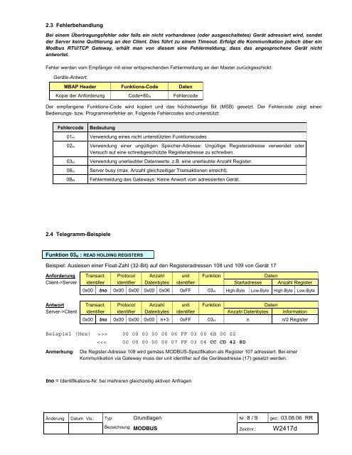 Modbus Grundlagen - Gossen-Metrawatt