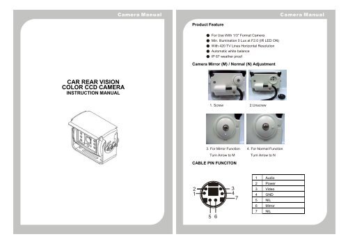 CAR REAR VISION COLOR CCD CAMERA - HI SHARP