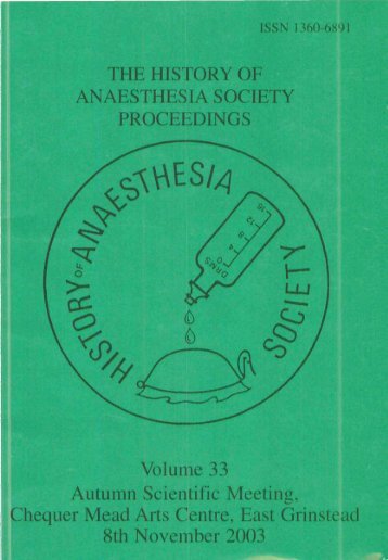 Volume 33 - History of Anaesthesia Society