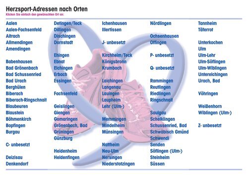 Herzsport-Adressen nach Orten - Herzklinik Ulm