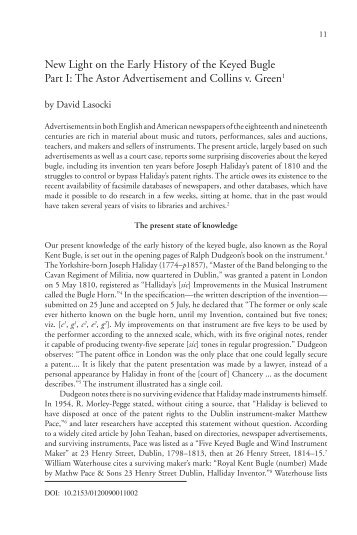 New Light on the Early History of the Keyed Bugle Part I: The Astor ...