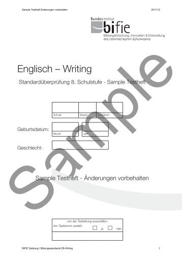 E8 Writing Sample Testheft - Bifie