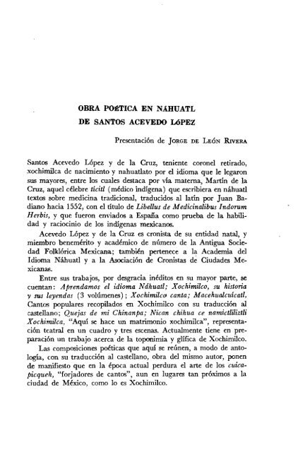 OBRA POÉTICA EN NÁHUATL DE SANTOS ACEVEDO LóPEZ ...