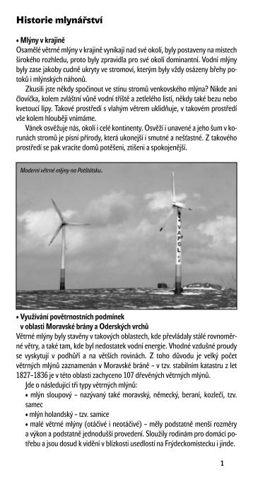 Po stopÃ¡ch vyuÅ¾Ã­vÃ¡nÃ­ vodnÃ­ a vÄtrnÃ© energie na Hranicku