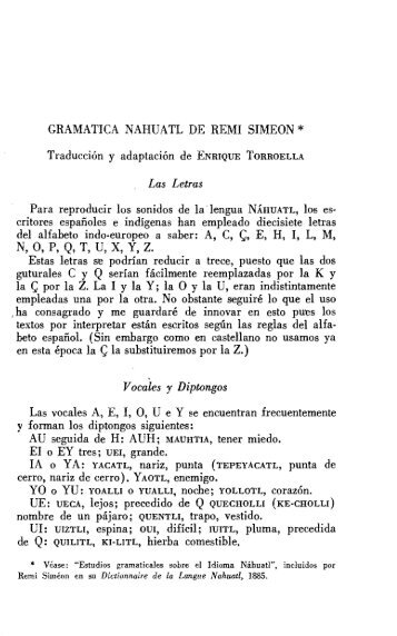 Gramática náhuatl de Remi Simeon