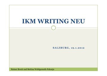 Rainer Brock & Bettina Wohlgemuth-Fekonja: IKM Writing neu - Bifie