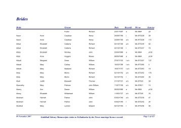 Index to brides