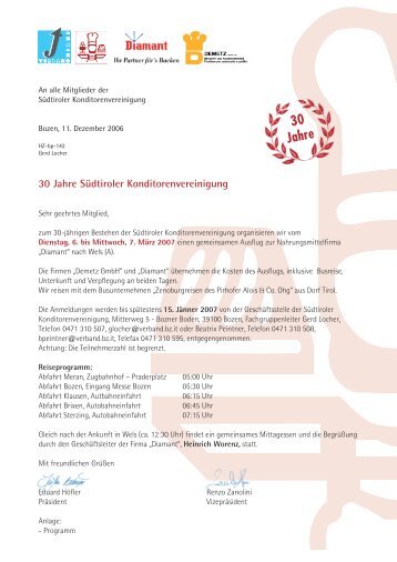 30 Jahre Südtiroler Konditorenvereinigung