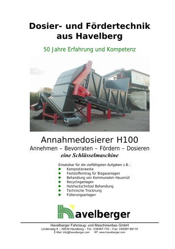 Annahmedosierer H100 - Havelberger Fahrzeug