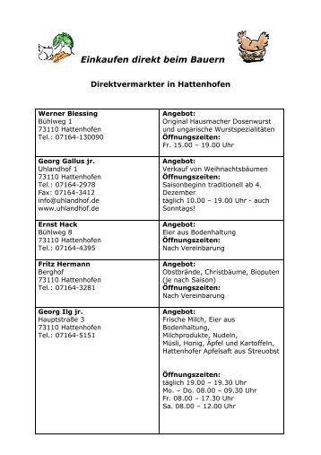 Liste der Hattenhofer Selbstvermarkter - Hattenhofen