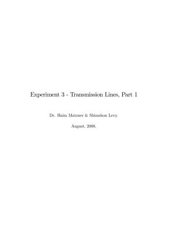 Experiment 3 - Transmission Lines, Part 1