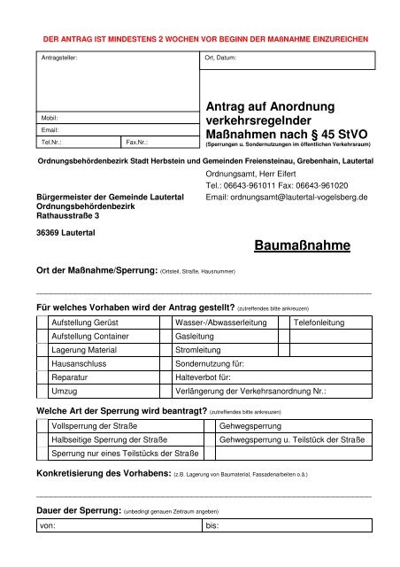 Antrag 45 Stvo Baumassnahme Grebenhain