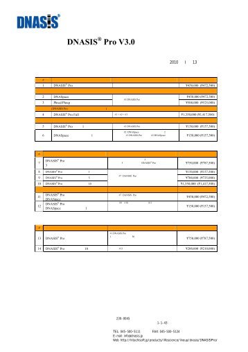 DNASIS Pro V3.0 製品価格表