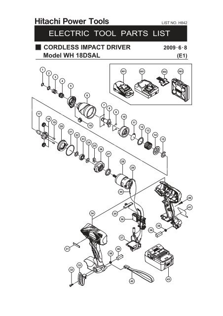Parts List PDF HITACHI Power Tools
