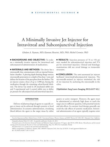 A Minimally Invasive Jet Injector for Intravitreal and ... - Healio