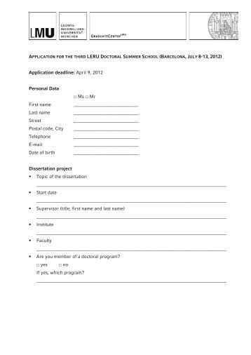 Application form - Graduate Center - LMU