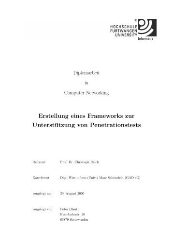 Erstellung eines Frameworks zur UnterstÃ¼tzung von Penetrationstests