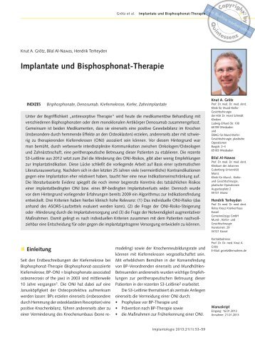 Implantate und Bisphosphonat-Therapie (2013) - Dr.-Horst-Schmidt ...