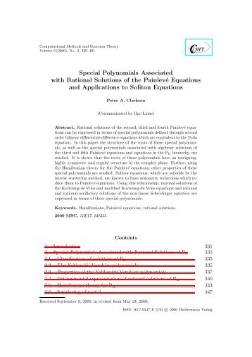 Special Polynomials Associated with Rational Solutions of the ...