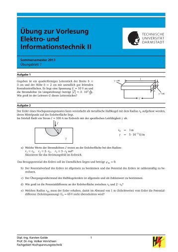 Ãbung 7 - Fachgebiet Hochspannungstechnik