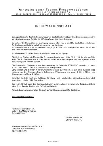 INFORMATIONSBLATT - der HTL Saalfelden