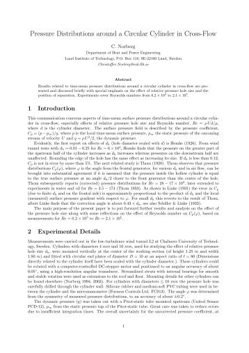 Pressure Distributions around a Circular Cylinder in Cross-Flow