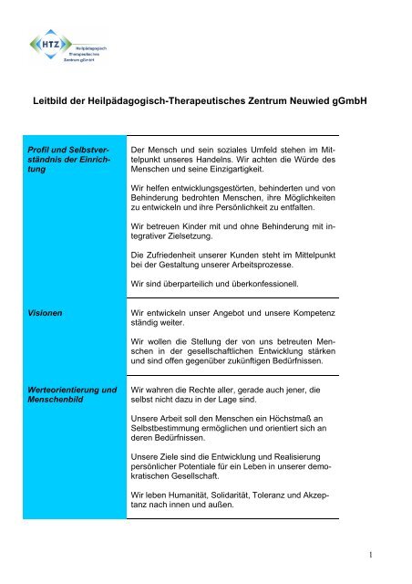 Leitbild der HeilpÃ¤dagogisch-Therapeutisches ... - HTZ Neuwied