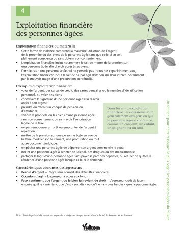 Exploitation financiÃ¨re des personnes Ã¢gÃ©es 4 - Health and Social ...