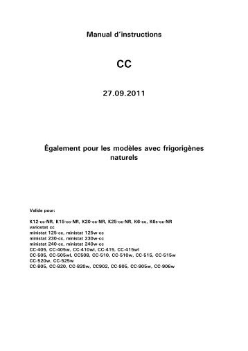 Manual d'instructions 27.09.2011 Ãgalement pour les ... - HUBER