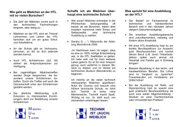 TECHNIK IST (AUCH) WEIBLICH - der HTL Saalfelden