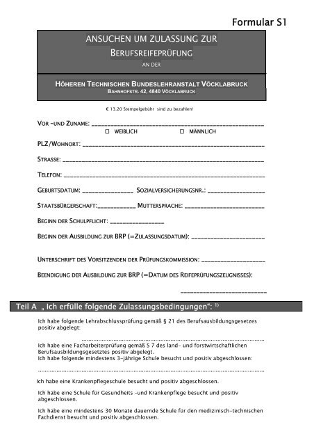Formular S1 - HTL Vöcklabruck