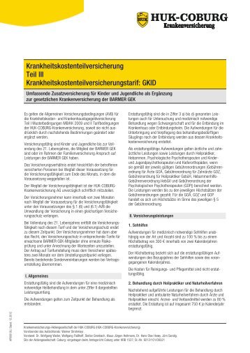 Krankheitskostenteilversicherung Teil III ... - Huk Coburg in Darmstadt