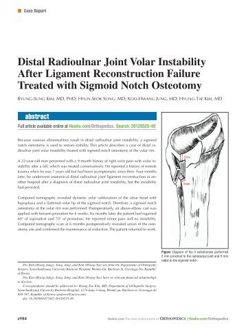 Distal Radioulnar Joint Volar Instability After Ligament ... - Healio