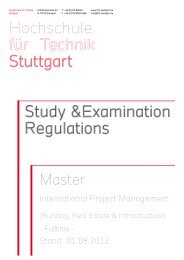 Hochschule für Technik Stuttgart Study &Examination ... - HFT Stuttgart
