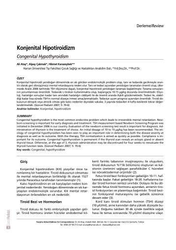 Konjenital Hipotiroidizm - Güncel Pediatri Dergisi