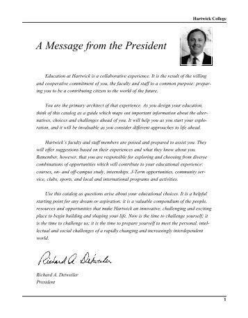 A Message from the President - Hartwick College