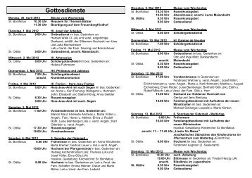 Gottesdienste - Kirchengemeinde St. Bonifatius Fulda-Horas