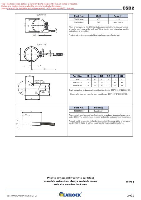 Heatlock ESB2, Electric Sprue Bushing