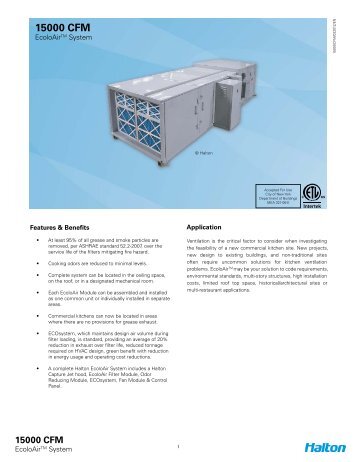 15000 CFM Spec Sheet - Halton Company