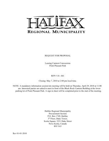 request for proposal - Halifax Regional Municipality