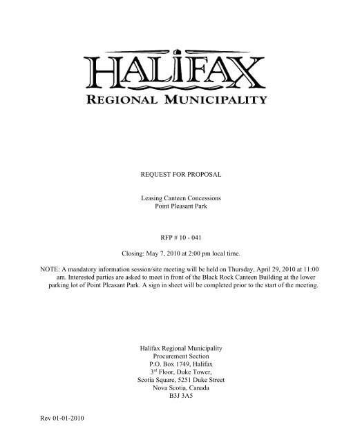 request for proposal - Halifax Regional Municipality