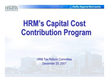 Capital Cost Contribution Presentation - Halifax Regional Municipality