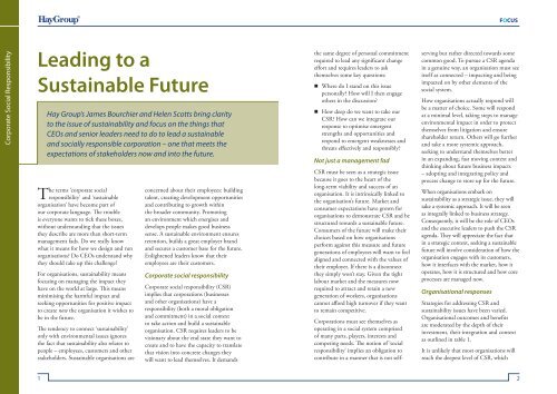 Leading to a Sustainable Future - Hay Group