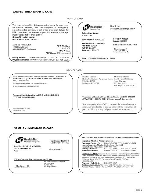 Health Net Id Card