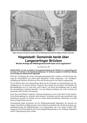 MZ vom 13.09.2007 - der Gemeinde Hagelstadt