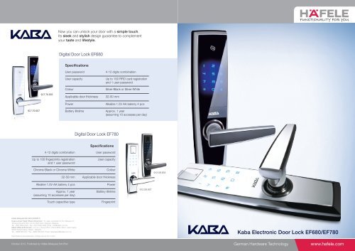 Kaba Electronic Door Lock EF680/EF780 (4.88MB) - Hafele